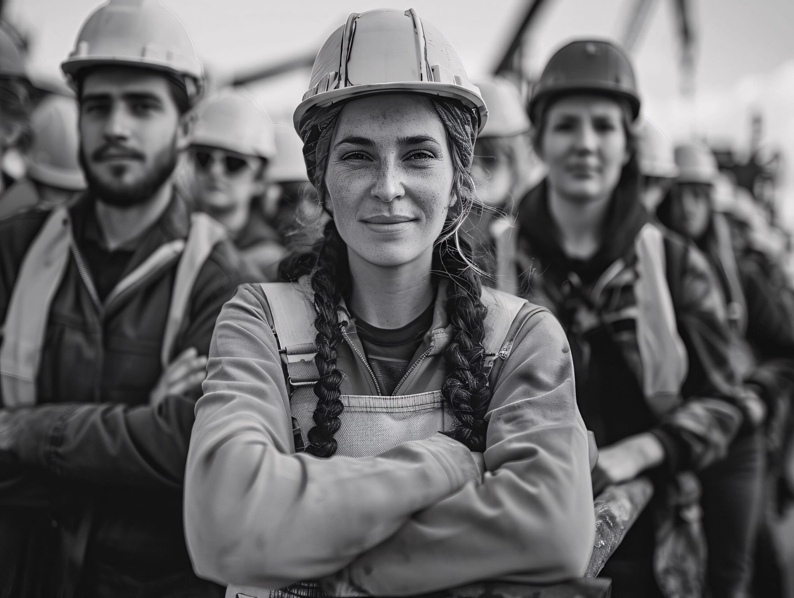 Various workers posing for a picture on a different jobsite.