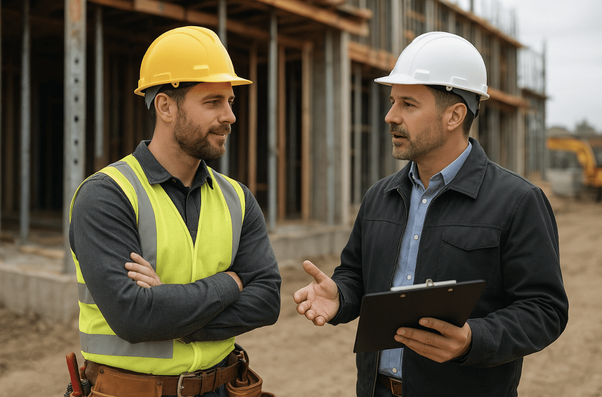 two men at a construction site.  2025-10-29 at 8.27.19 PM two men at a construction site.